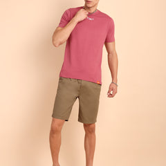 DARK RAMON PINK, IMPORTED COTTON BIO WASHED-FEEL SOFT CREW NECK T SHIRT