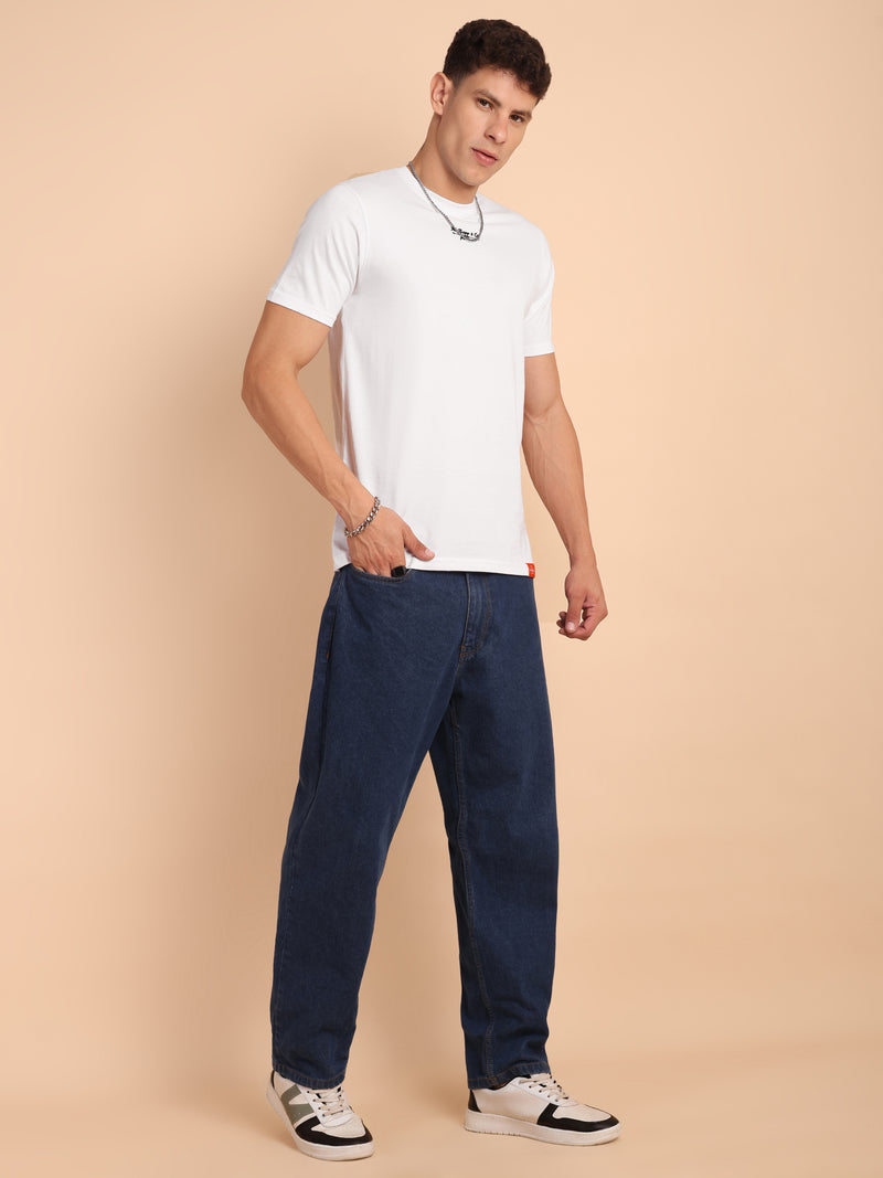 MILKY WHITE, IMPORTED COTTON BIO WASHED-FEEL SOFT CREW NECK T SHIRT