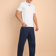 MILKY WHITE, IMPORTED COTTON BIO WASHED-FEEL SOFT CREW NECK T SHIRT