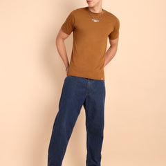 BROWN SUGAR, IMPORTED COTTON BIO WASHED-FEEL SOFT CREW NECK T SHIRT
