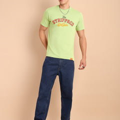 LIME PISTA, IMPORTED COTTON BIO WASHED-FEEL SOFT CREW NECK T SHIRT