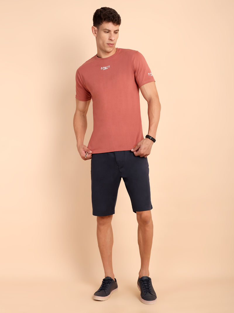 PEACH MODE, IMPORTED COTTON BIO WASHED-FEEL SOFT CREW NECK T SHIRT