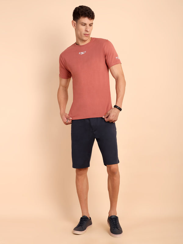 PEACH MODE, IMPORTED COTTON BIO WASHED-FEEL SOFT CREW NECK T SHIRT
