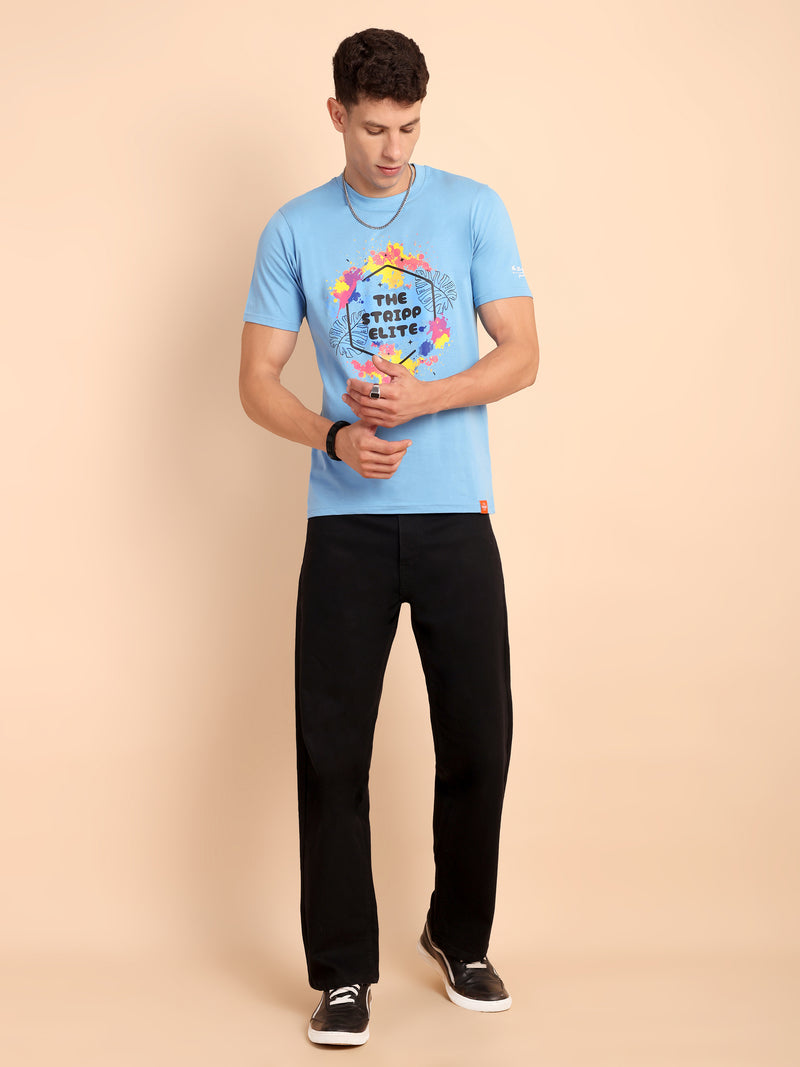 CLOUD BLUE, IMPORTED COTTON BIO WASHED-FEEL SOFT CREW NECK T SHIRT