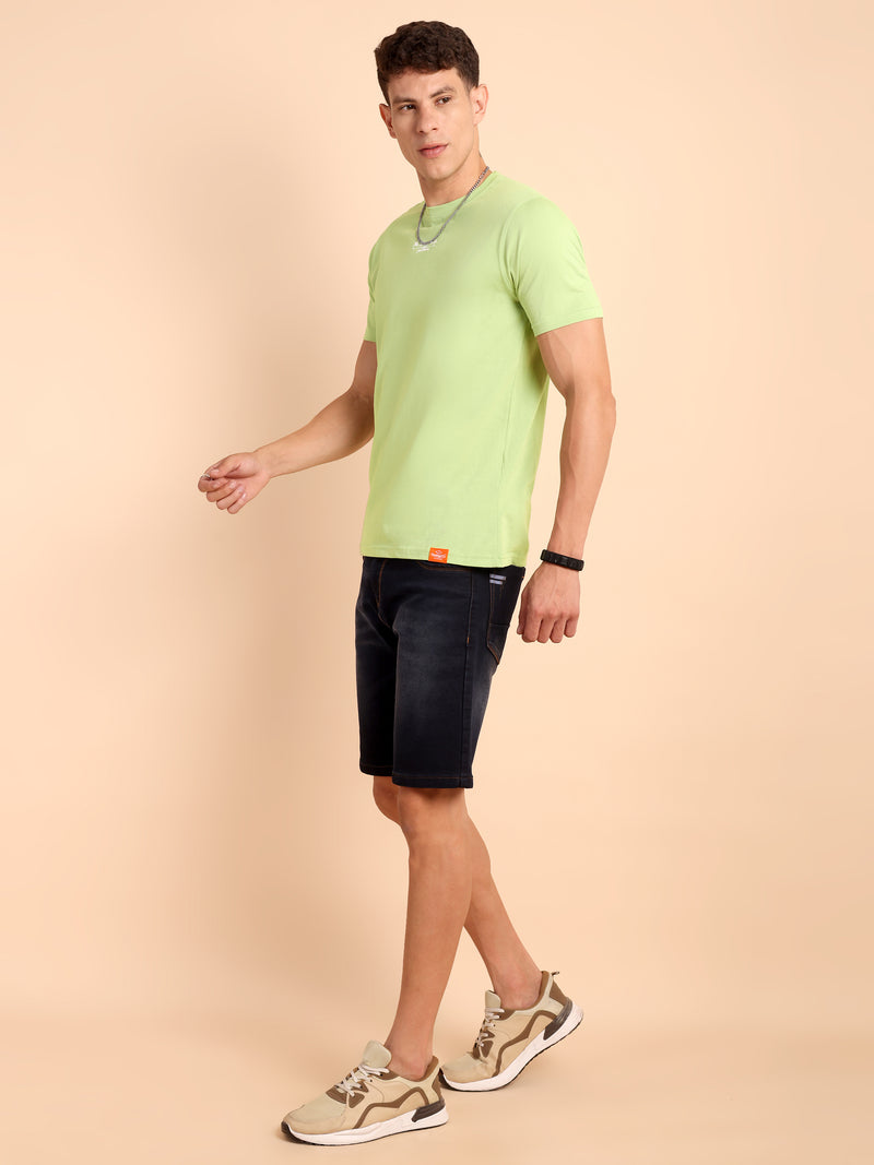 LIMEPISTACHIO, IMPORTED COTTON BIO WASHED-FEEL SOFT CREW NECK T SHIRT