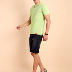 LIMEPISTACHIO, IMPORTED COTTON BIO WASHED-FEEL SOFT CREW NECK T SHIRT