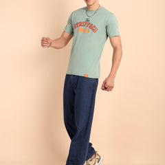 CAPER ASH GREY, IMPORTED COTTON BIO WASHED-FEEL SOFT CREW NECK T SHIRT