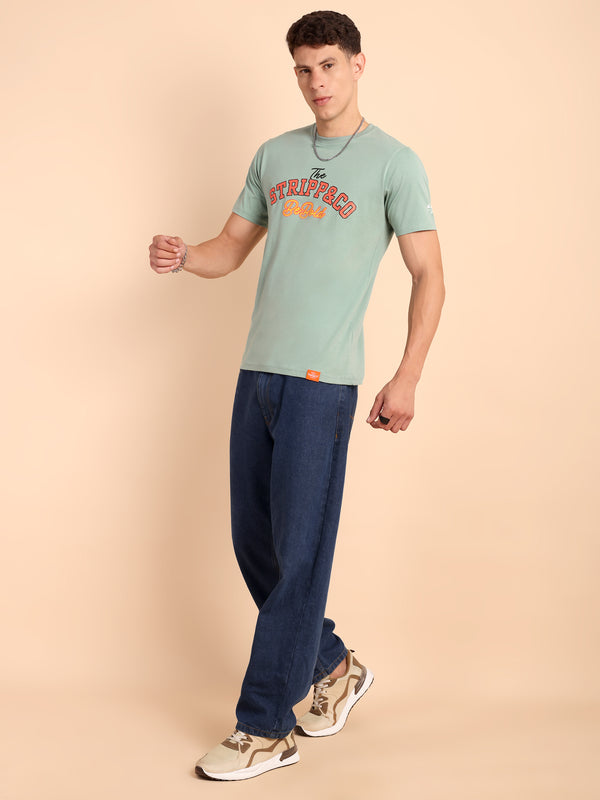 CAPER ASH GREY, IMPORTED COTTON BIO WASHED-FEEL SOFT CREW NECK T SHIRT