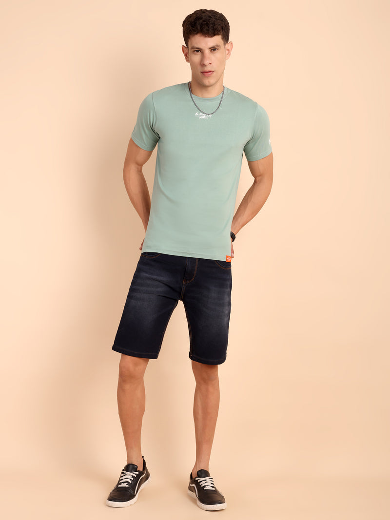 CAPER ASH GREY, IMPORTED COTTON BIO WASHED-FEEL SOFT CREW NECK T SHIRT