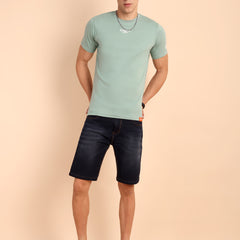 CAPER ASH GREY, IMPORTED COTTON BIO WASHED-FEEL SOFT CREW NECK T SHIRT