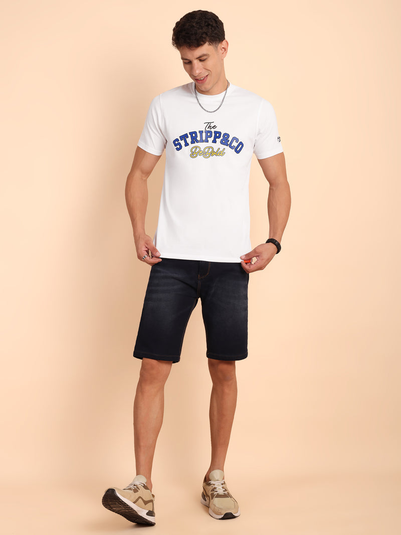 MILKY WHITE, IMPORTED COTTON BIO WASHED-FEEL SOFT CREW NECK T SHIRT