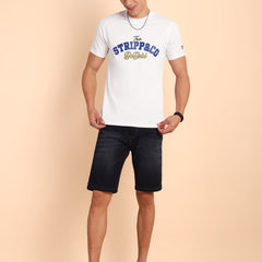 MILKY WHITE, IMPORTED COTTON BIO WASHED-FEEL SOFT CREW NECK T SHIRT