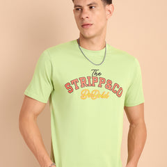 LIME PISTA, IMPORTED COTTON BIO WASHED-FEEL SOFT CREW NECK T SHIRT
