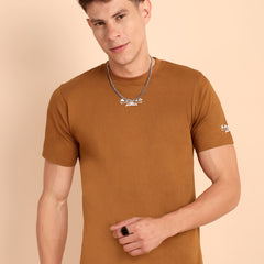 BROWN SUGAR, IMPORTED COTTON BIO WASHED-FEEL SOFT CREW NECK T SHIRT