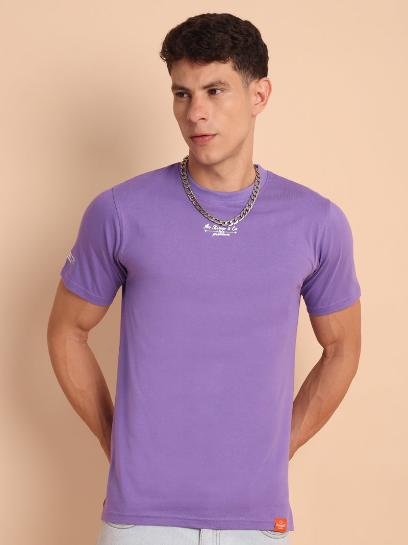 PURPLE AMYETHYST, IMPORTED COTTON BIO WASHED-FEEL SOFT CREW NECK T SHIRT