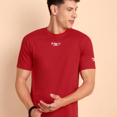 CRIMSON RED, IMPORTED COTTON BIO WASHED-FEEL SOFT CREW NECK T SHIRT
