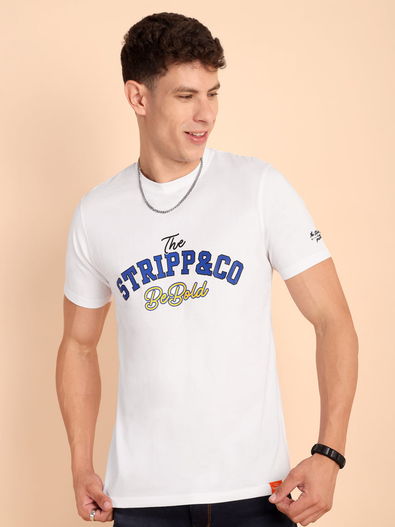 MILKY WHITE, IMPORTED COTTON BIO WASHED-FEEL SOFT CREW NECK T SHIRT