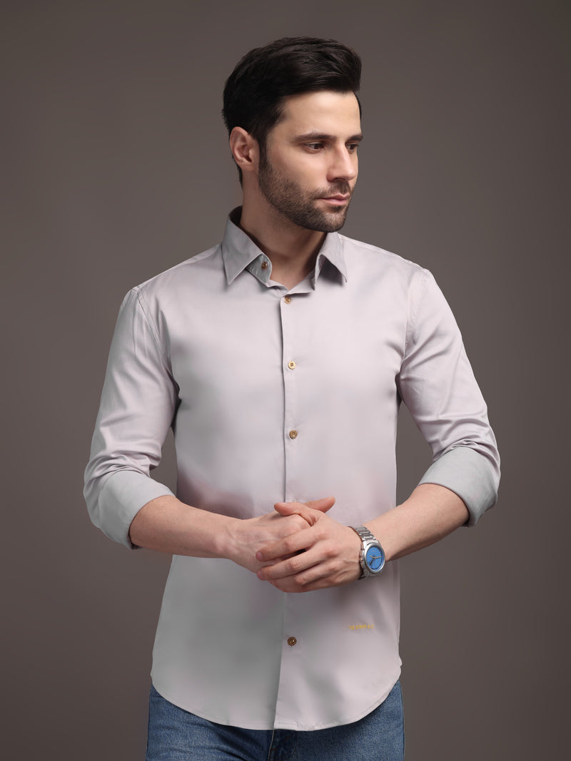 11. Poly Satin Lycra Shirt with Gold Metal Button - Premium, Unbreakable button