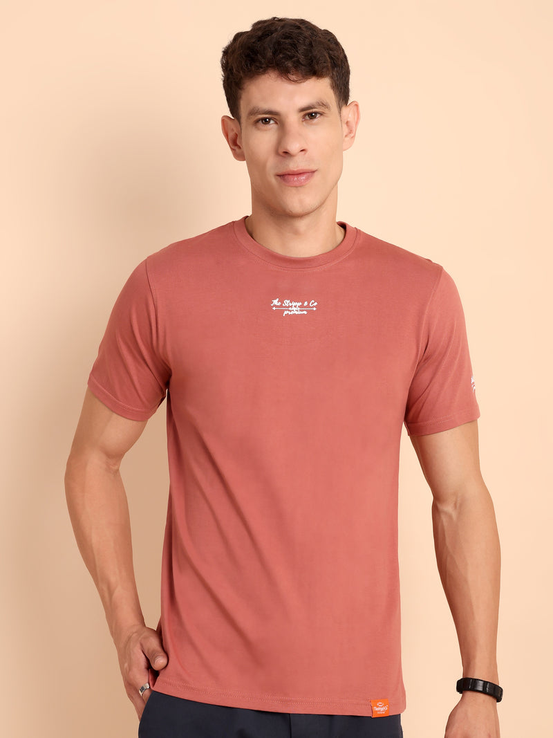 PEACH MODE, IMPORTED COTTON BIO WASHED-FEEL SOFT CREW NECK T SHIRT