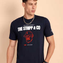 NAVY BLUE, IMPORTED COTTON BIO WASHED-FEEL SOFT CREW NECK T SHIRT