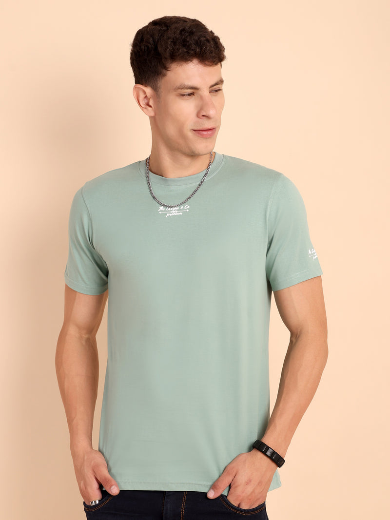 CAPER ASH GREY, IMPORTED COTTON BIO WASHED-FEEL SOFT CREW NECK T SHIRT