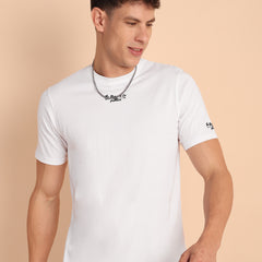 MILKY WHITE, IMPORTED COTTON BIO WASHED-FEEL SOFT CREW NECK T SHIRT