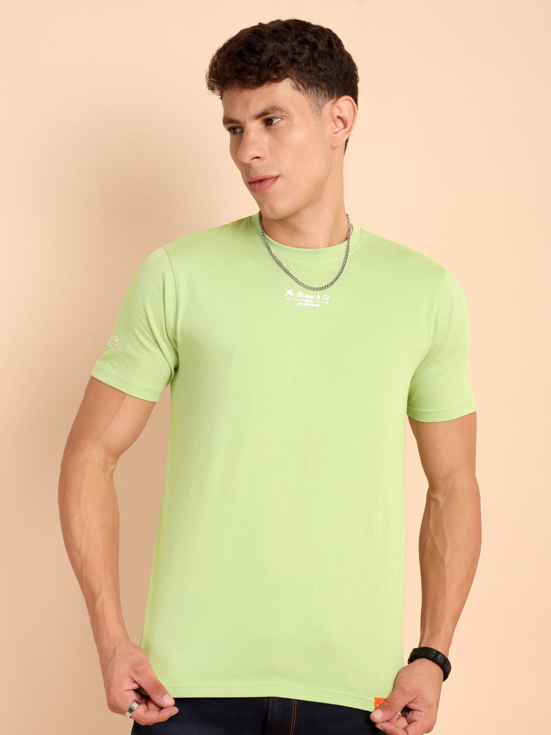 LIMEPISTACHIO, IMPORTED COTTON BIO WASHED-FEEL SOFT CREW NECK T SHIRT