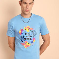 CLOUD BLUE, IMPORTED COTTON BIO WASHED-FEEL SOFT CREW NECK T SHIRT