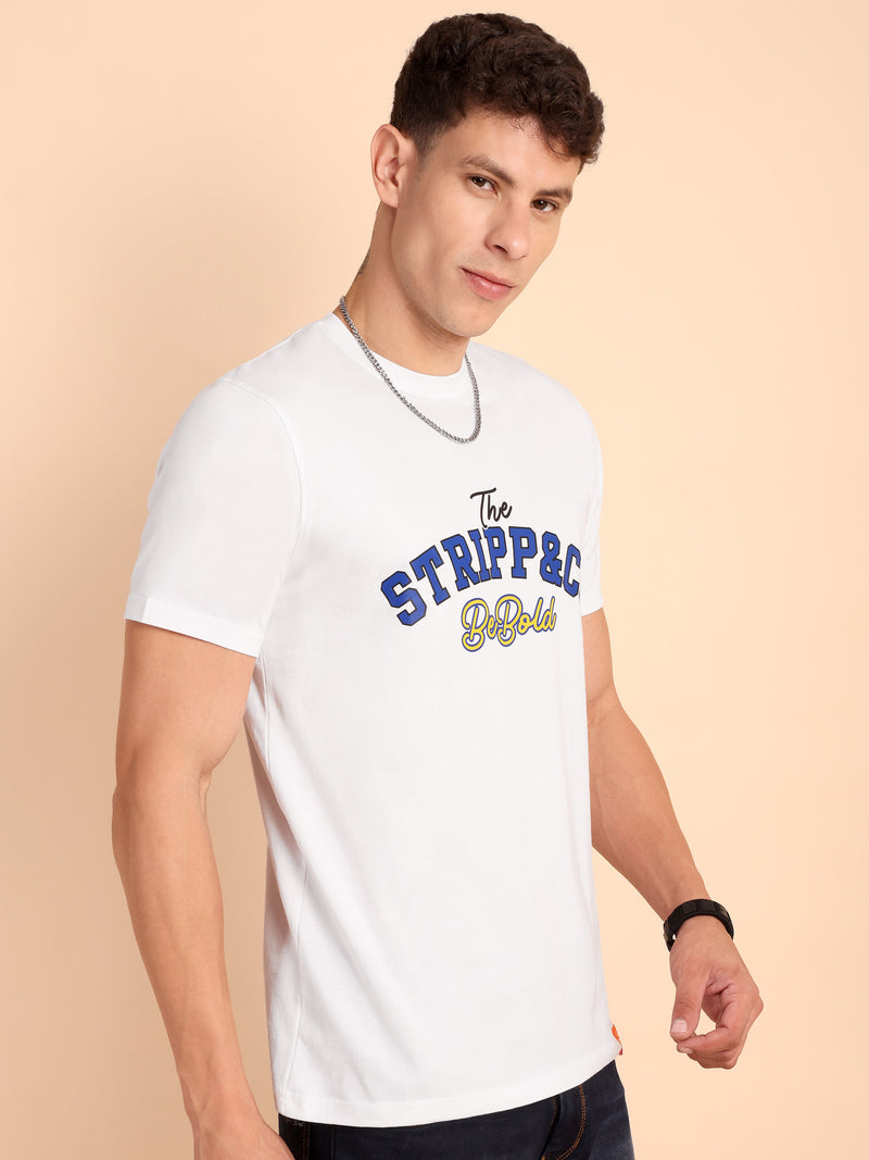 MILKY WHITE, IMPORTED COTTON BIO WASHED-FEEL SOFT CREW NECK T SHIRT