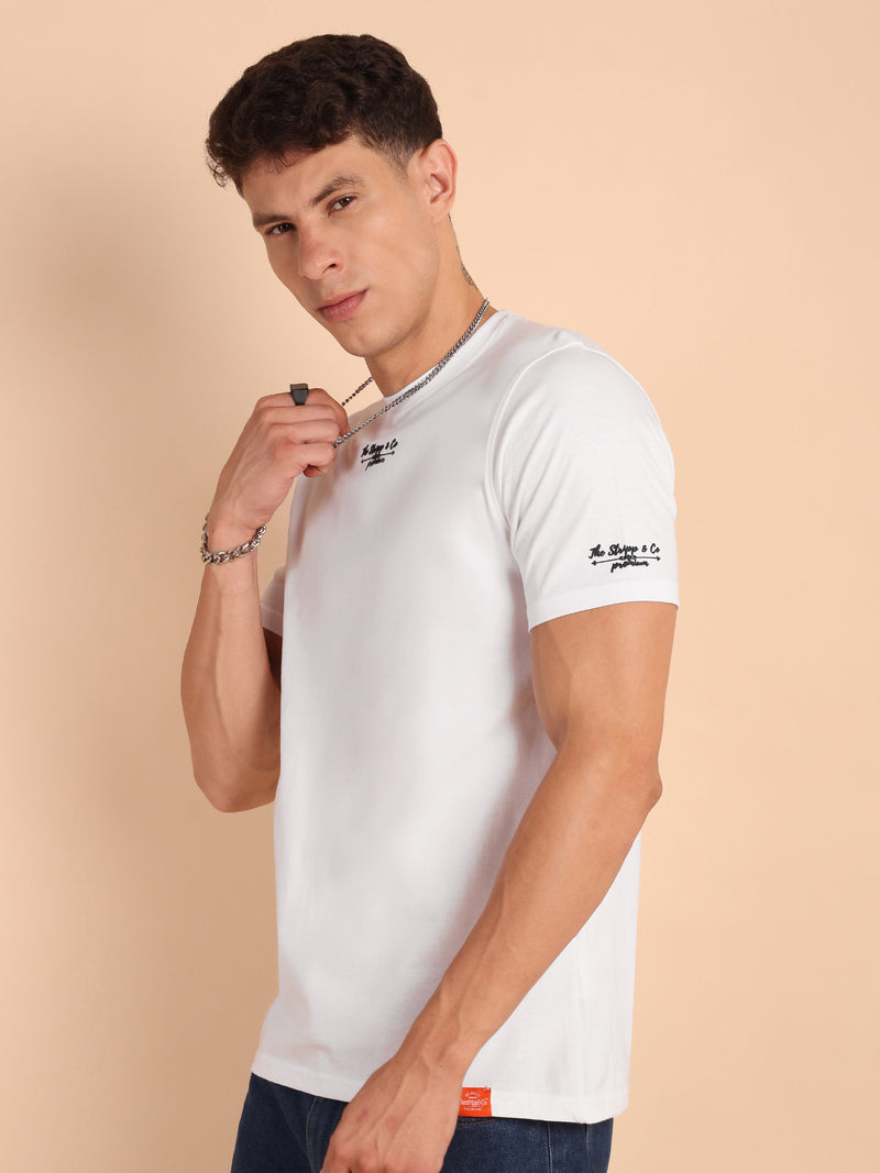 MILKY WHITE, IMPORTED COTTON BIO WASHED-FEEL SOFT CREW NECK T SHIRT