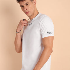 MILKY WHITE, IMPORTED COTTON BIO WASHED-FEEL SOFT CREW NECK T SHIRT