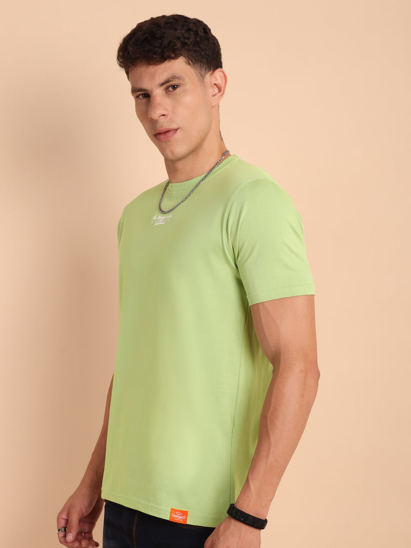 LIMEPISTACHIO, IMPORTED COTTON BIO WASHED-FEEL SOFT CREW NECK T SHIRT