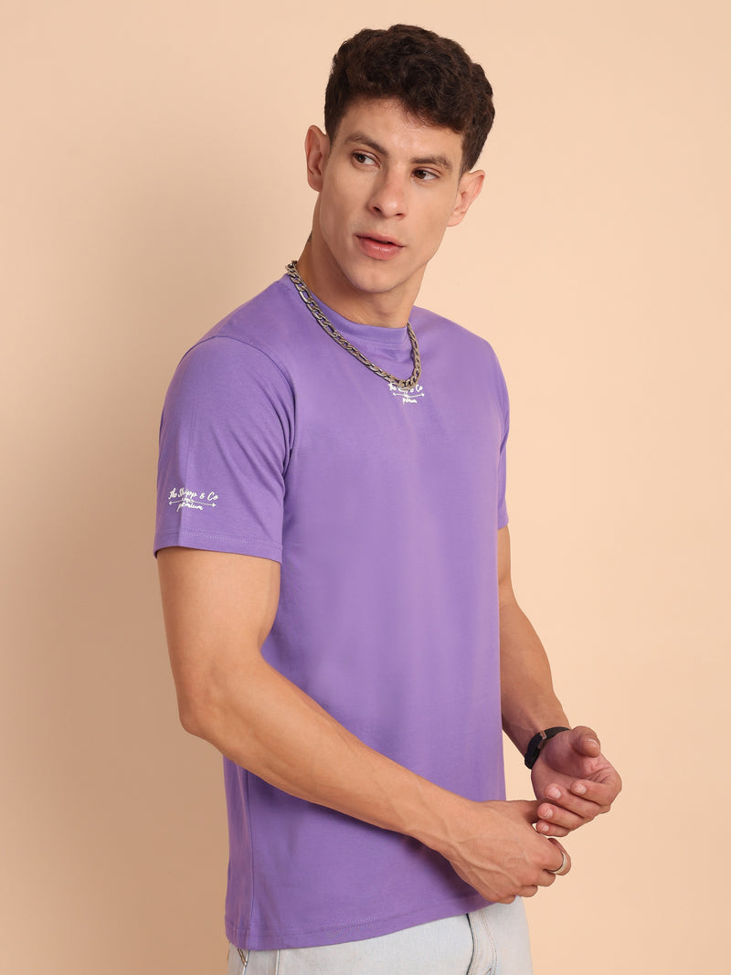 PURPLE AMYETHYST, IMPORTED COTTON BIO WASHED-FEEL SOFT CREW NECK T SHIRT