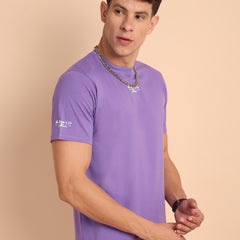PURPLE AMYETHYST, IMPORTED COTTON BIO WASHED-FEEL SOFT CREW NECK T SHIRT