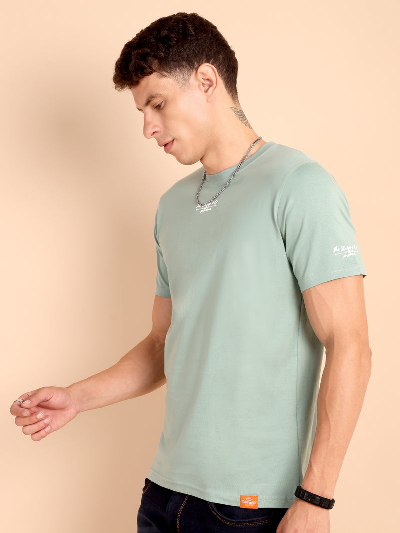 CAPER ASH GREY, IMPORTED COTTON BIO WASHED-FEEL SOFT CREW NECK T SHIRT