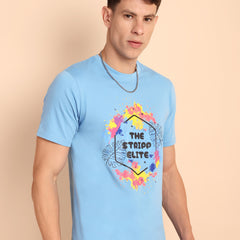 CLOUD BLUE, IMPORTED COTTON BIO WASHED-FEEL SOFT CREW NECK T SHIRT