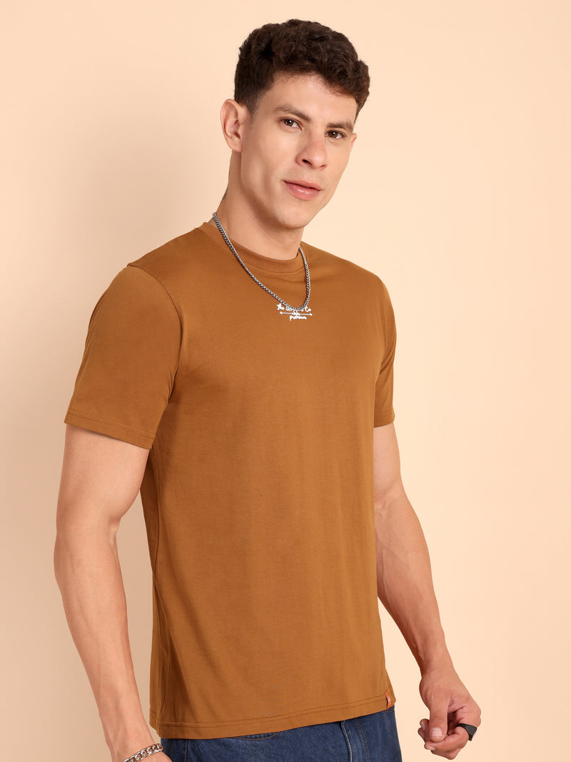BROWN SUGAR, IMPORTED COTTON BIO WASHED-FEEL SOFT CREW NECK T SHIRT