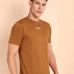 BROWN SUGAR, IMPORTED COTTON BIO WASHED-FEEL SOFT CREW NECK T SHIRT