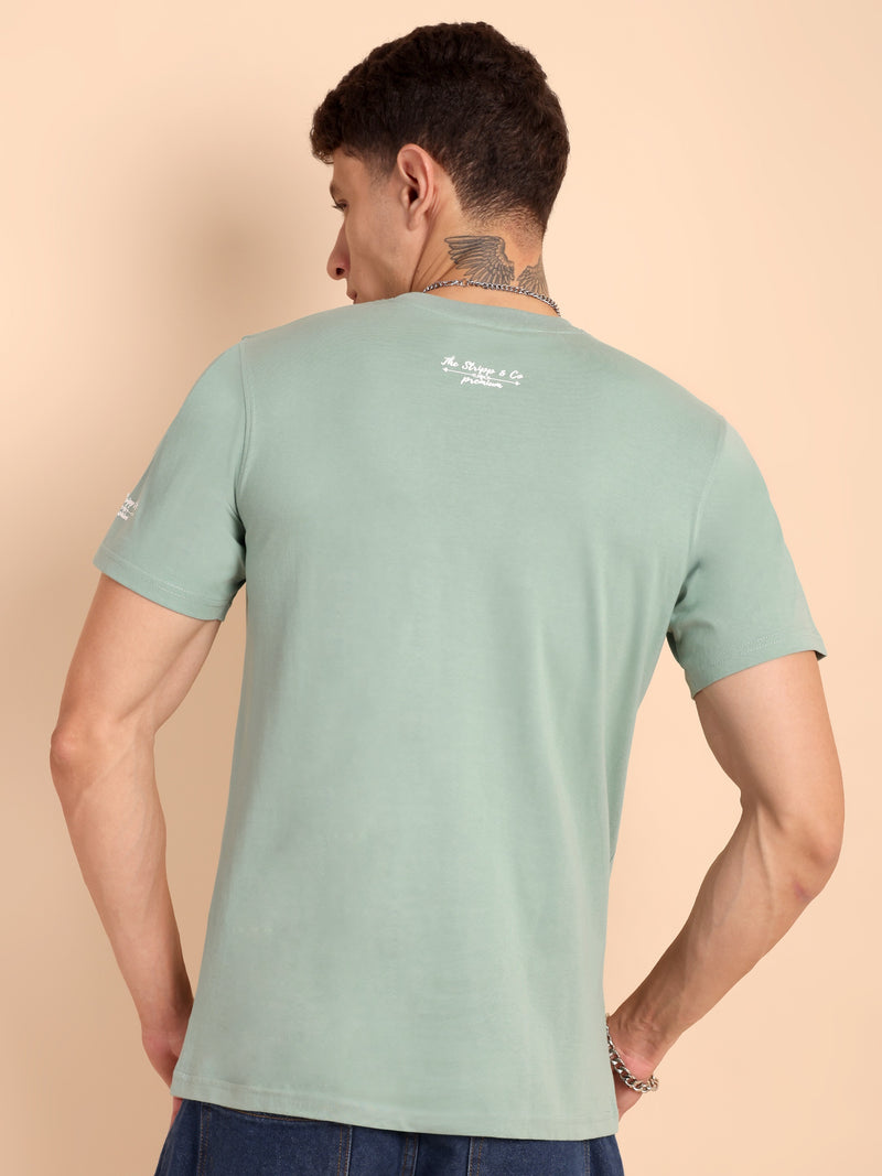 CAPER ASH GREY, IMPORTED COTTON BIO WASHED-FEEL SOFT CREW NECK T SHIRT