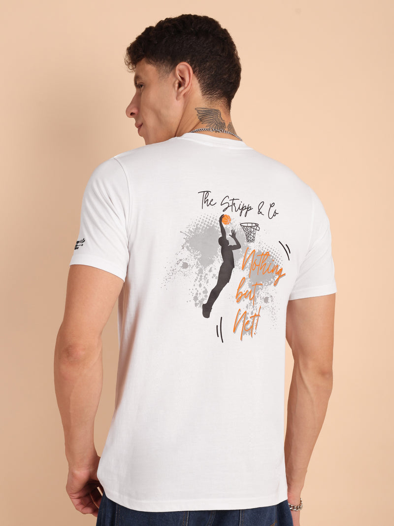 MILKY WHITE, IMPORTED COTTON BIO WASHED-FEEL SOFT CREW NECK T SHIRT