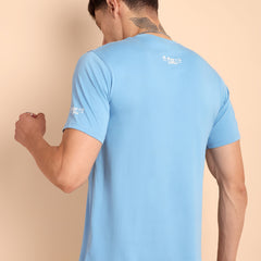 CLOUD BLUE, IMPORTED COTTON BIO WASHED-FEEL SOFT CREW NECK T SHIRT