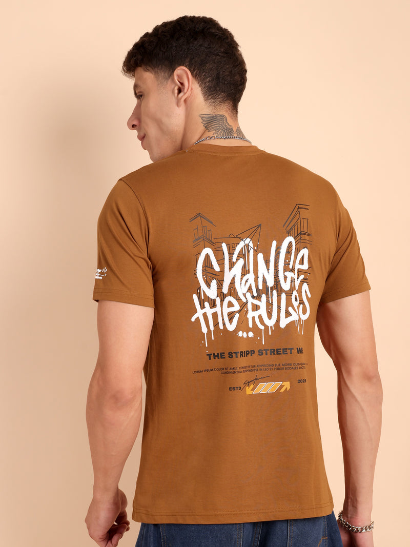 BROWN SUGAR, IMPORTED COTTON BIO WASHED-FEEL SOFT CREW NECK T SHIRT