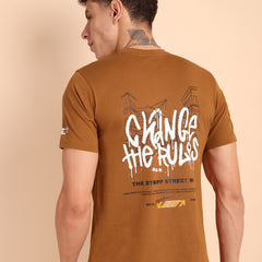 BROWN SUGAR, IMPORTED COTTON BIO WASHED-FEEL SOFT CREW NECK T SHIRT