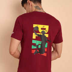 BURGUNDY MAROON, IMPORTED COTTON BIO WASHED-FEEL SOFT CREW NECK T SHIRT