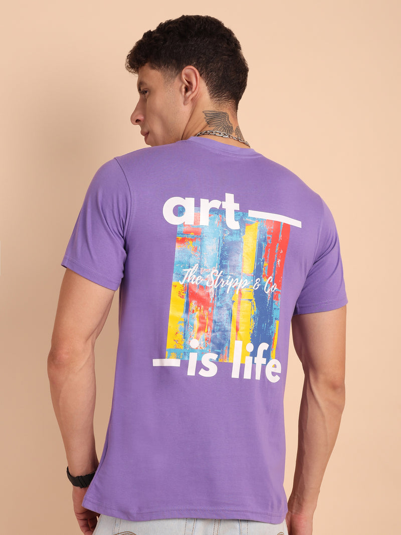 PURPLE AMYETHYST, IMPORTED COTTON BIO WASHED-FEEL SOFT CREW NECK T SHIRT