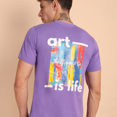 PURPLE AMYETHYST, IMPORTED COTTON BIO WASHED-FEEL SOFT CREW NECK T SHIRT