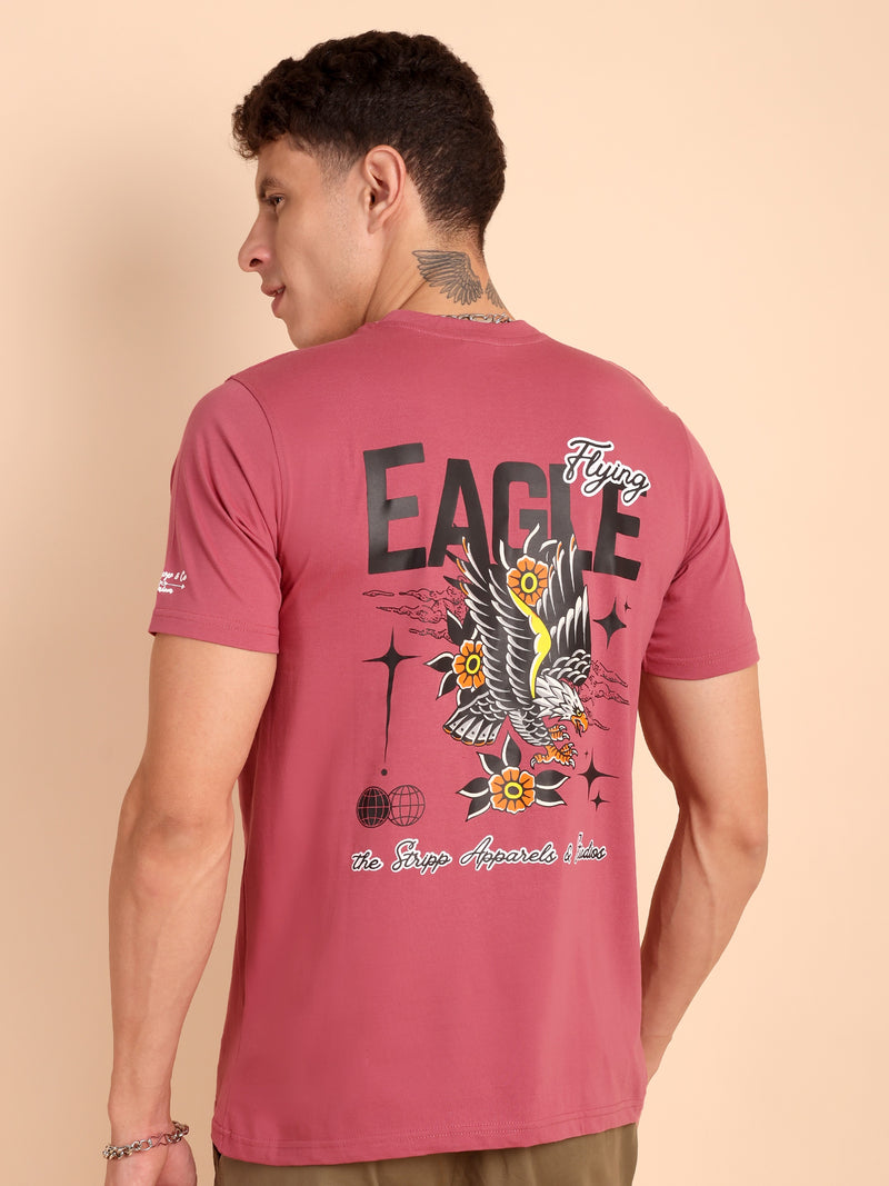 DARK RAMON PINK, IMPORTED COTTON BIO WASHED-FEEL SOFT CREW NECK T SHIRT