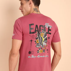 DARK RAMON PINK, IMPORTED COTTON BIO WASHED-FEEL SOFT CREW NECK T SHIRT