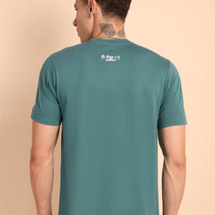 STEEL SEA GREEN, IMPORTED COTTON BIO WASHED-FEEL SOFT CREW NECK T SHIRT
