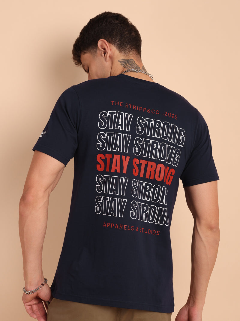 NAVY BLUE, IMPORTED COTTON BIO WASHED-FEEL SOFT CREW NECK T SHIRT